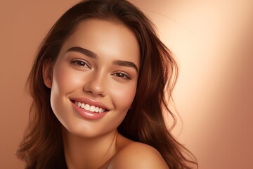 Skincare. Woman with beautiful healthy face. Close-up portrait
