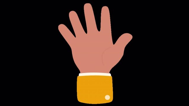 2D Animation of Hand Waving Gesture On Transparent Background