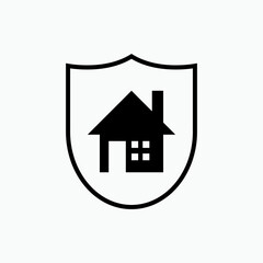 Home Assurance. Shield and House. Property Insurance Symbol - Vector.   