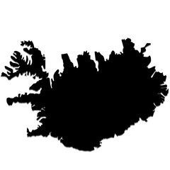 Iceland map silhouette - obrazy, fototapety, plakaty