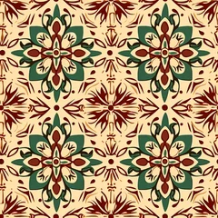 Poster Seamless pattern, tileable old Christmas holiday English antique country style print for wallpaper, wrapping paper, scrapbook, fabric and product design © Anneleven
