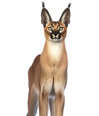 Caracal cat isolated on white background