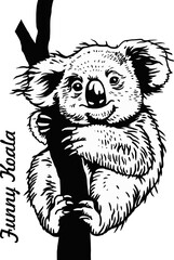 Obraz premium Funny Koala - Comic Animal - Funny Animal - Wildlife Stencil - vector clipart stock