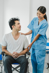 doctor holding patient's hand Cheer and encourage while checking your health. Trust your health and mind