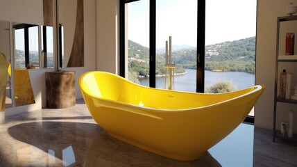Yellow bathtub so that your everyday life is not grey, and it starts with your morning bath. Generative AI Technology 