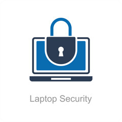 Laptop Security and security icon concept