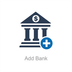 Add Bank and bank icon concept