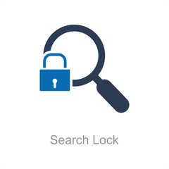 Search Lock and lock icon concept