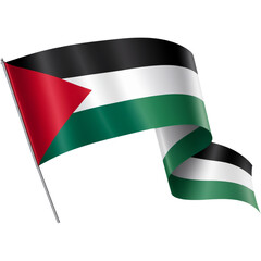 Waving ribbon Palestine flag