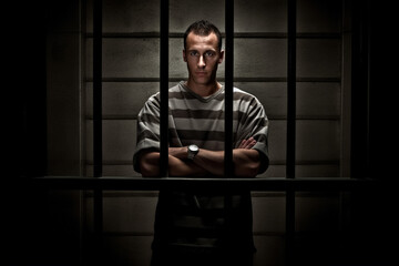 Man in prison. Generative Ai - obrazy, fototapety, plakaty