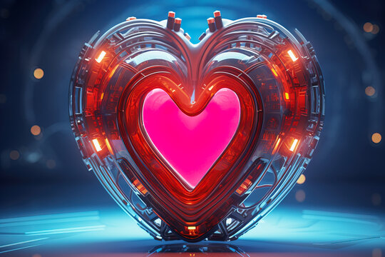 futuristic heart-shaped robot machine