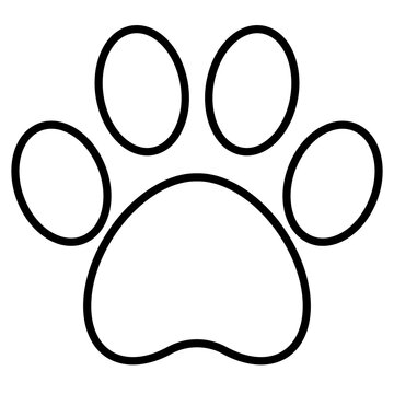 Black animal dog footprint paw, paw stamp, outline