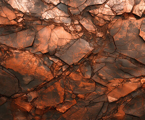 Texture of bronze ore and copper fossils