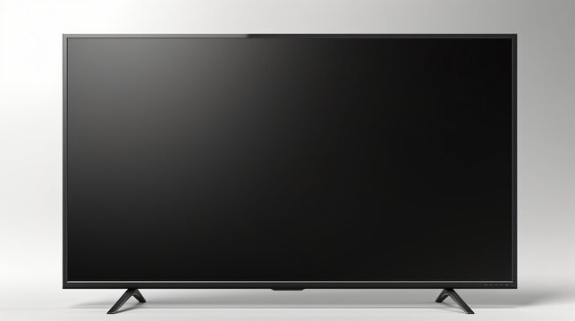 Black LED tv television screen blank isolated on white background