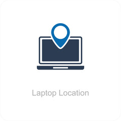 Laptop Location and location icon concept
