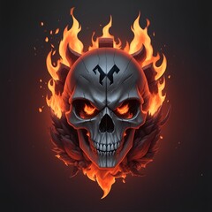 head skull fire mascot and esport gaming logo, AI generated