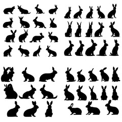 rabbit svg, rabbit silhouette, rabbit png, rabbit vector, silhouette, cat, vector, animal, illustration, set, pet, black, rabbit, dog, cartoon, icon, kitten, collection, design, animals, shape, people