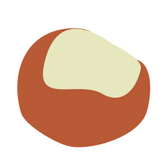 Edible Autumn chestnuts isolated on white background. Vector color Flat illustration. Floral seasonal Cartoon Element for Greeting card design, Banner, Thanksgiving day decoration.