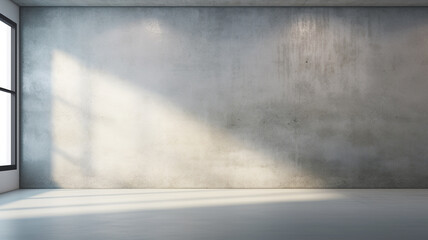 empty modern interior with concrete floor and sunlight