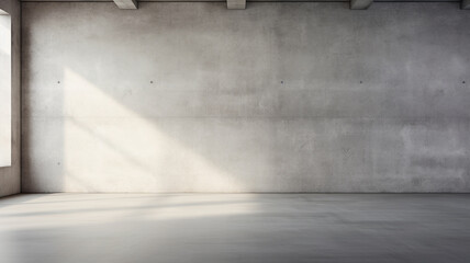 empty modern interior with concrete floor and sunlight