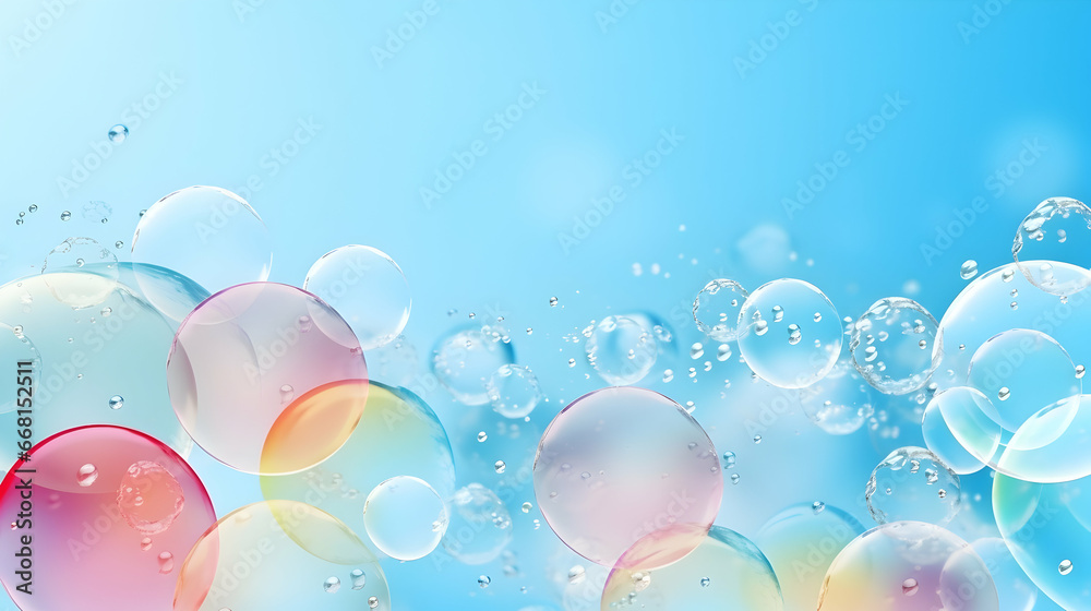 Canvas Prints colorful pink and blue abstract background with floating transparent soap bubbles