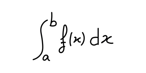 Integral of function symbol in mathematics. Scientific resources for teachers and students. Math doodle handwriting concept.