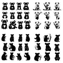 Obraz premium sloth svg, sloth png, sloth silhouette, sloth illustration, cartoon, vector, icon, animal, set, illustration, pattern, silhouette, child, cat, dog, symbol, baby, character, design, monster, seamless, 