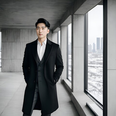 Korean man standing by the window