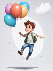 young boy is playing with balloons