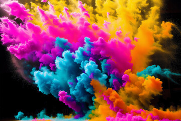 Fototapeta na wymiar A beautiful Color Powder Explosion. A Color Powder Explosion of Vibrant Energy. Copy space. Generative AI