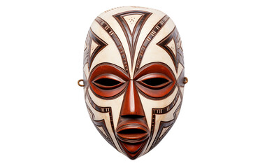 Cute African Dan Mask Known for its Geometric Patterns Isolated on Transparent Background PNG.