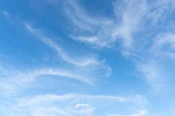 Beautiful blue sky with strange shape of clouds in the morning or evening used as natural...
