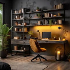  A study room design concept featuring minimalist 
