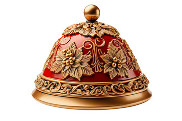 Red Christmas bell with gold decorations - Transparent background