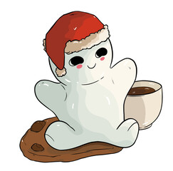 Diseño de personaje sin fondo, muñeco de malvavisco con temática navideña, galletas y chocolate