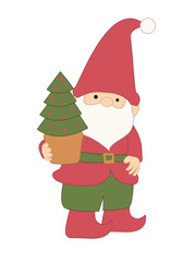 Christmas gnome with Christmas tree in a pot