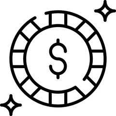 Fototapeta na wymiar Dollar coin line icon