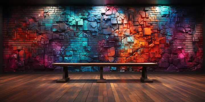 Sfondo. Muro di mattoni colorati. Ai generated.