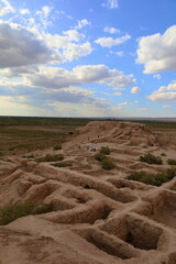 The ruins of Toprak Kala, one of the Desert Castles of Ancient Khorezm traditionally known as Elliq Qala, Unesco World Heritage Site in Karakpakstan, Uzbekistan