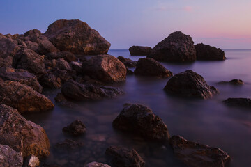 Fototapeta na wymiar Landscape of the Black Sea coast in Crimea, Ukraine.