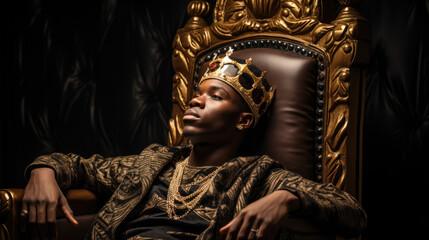 African King on his royal throne - obrazy, fototapety, plakaty