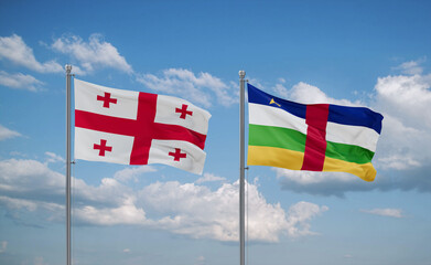 Central African Republic and Georgia flags, country relationship concept