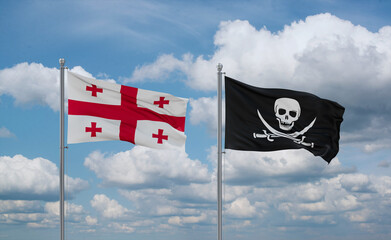 Pirate and Georgia flags, country relationship concept
