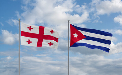 Cuba and Georgia flags, country relationship concept