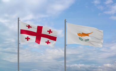Cyprus and Georgia flags, country relationship concept