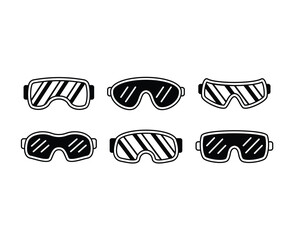 snow goggle safety glasses winter vector icon design collections illustration simple style isolated 