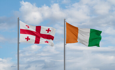 Ivory Coast and Georgia flags, country relationship concept