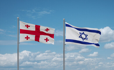 Israel and Georgia flags, country relationship concept