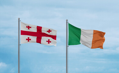 Ireland and Georgia flags, country relationship concept