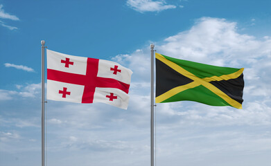 Jamaica and Georgia flags, country relationship concept